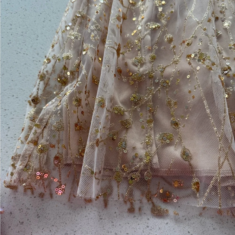 Lucy in the sky gold champagne color dress size xs - Picture 2 of 5